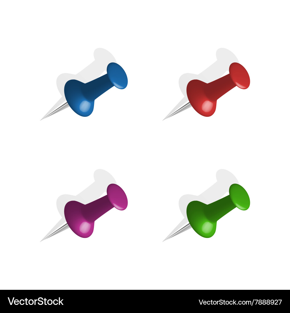 Push pins icon set vector image