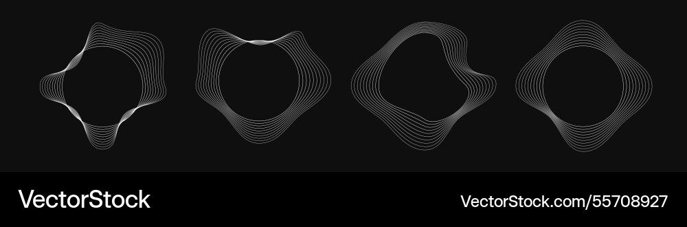 Set of round curved frames with dynamic wavy Set of round curved frames with dynamic wavy vector image