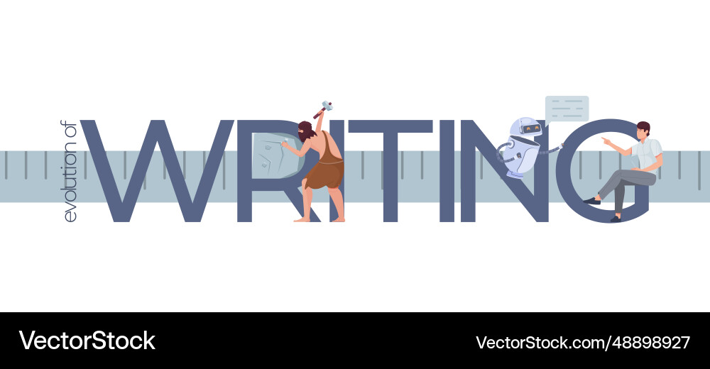 Writing evolution text composition Writing evolution text composition vector image