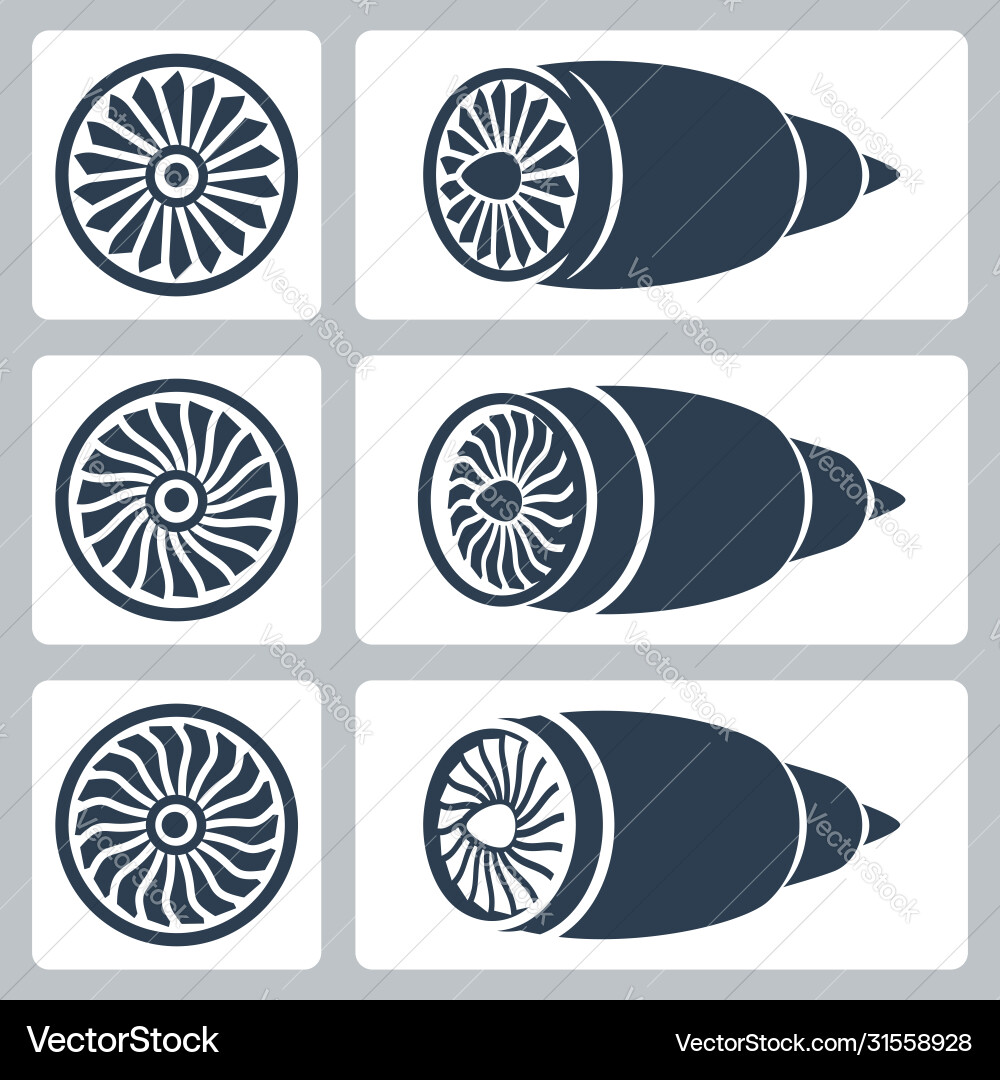 Aircraft turbines icon set Aircraft turbines icon set vector image