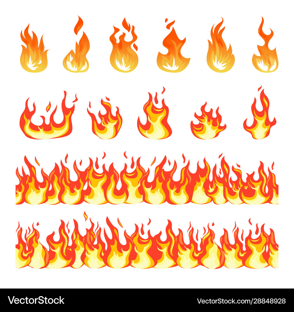 Burning Fire Flames Border Vector Image