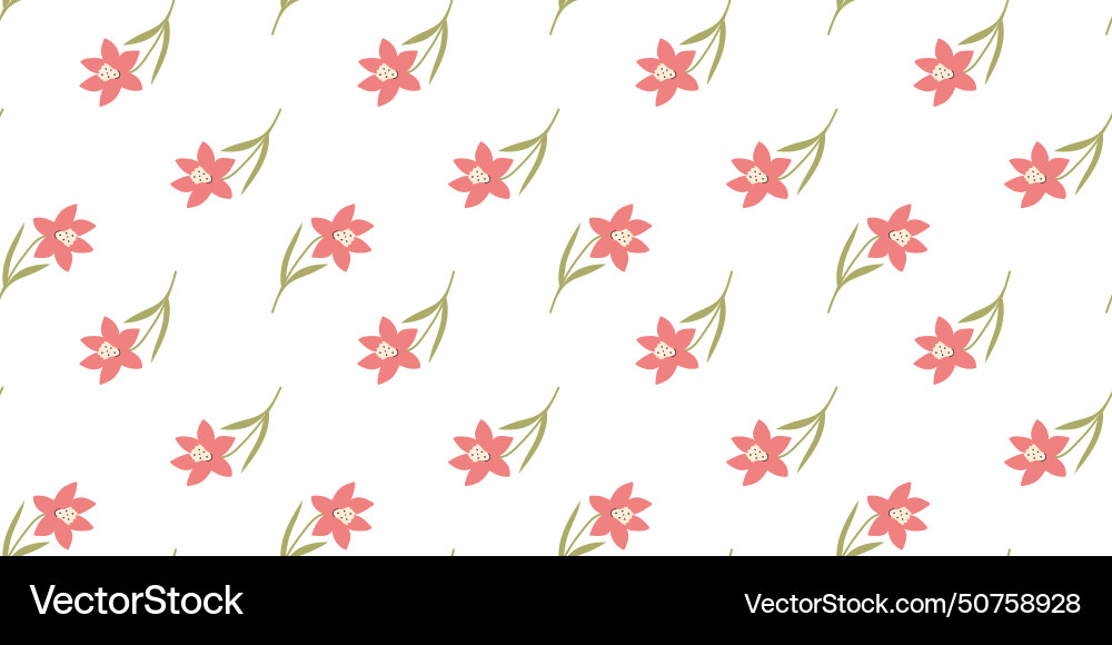 Flower seamless pattern on white background Vector Image
