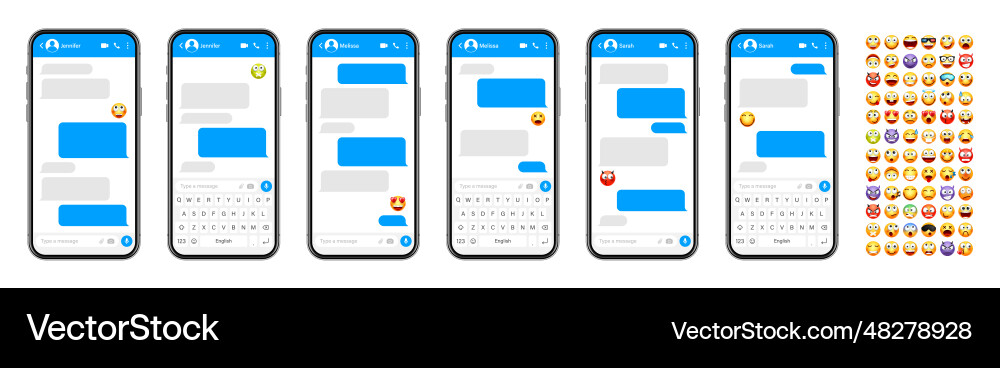 Smartphone messaging app user interface design Smartphone messaging app user interface design Vector Image