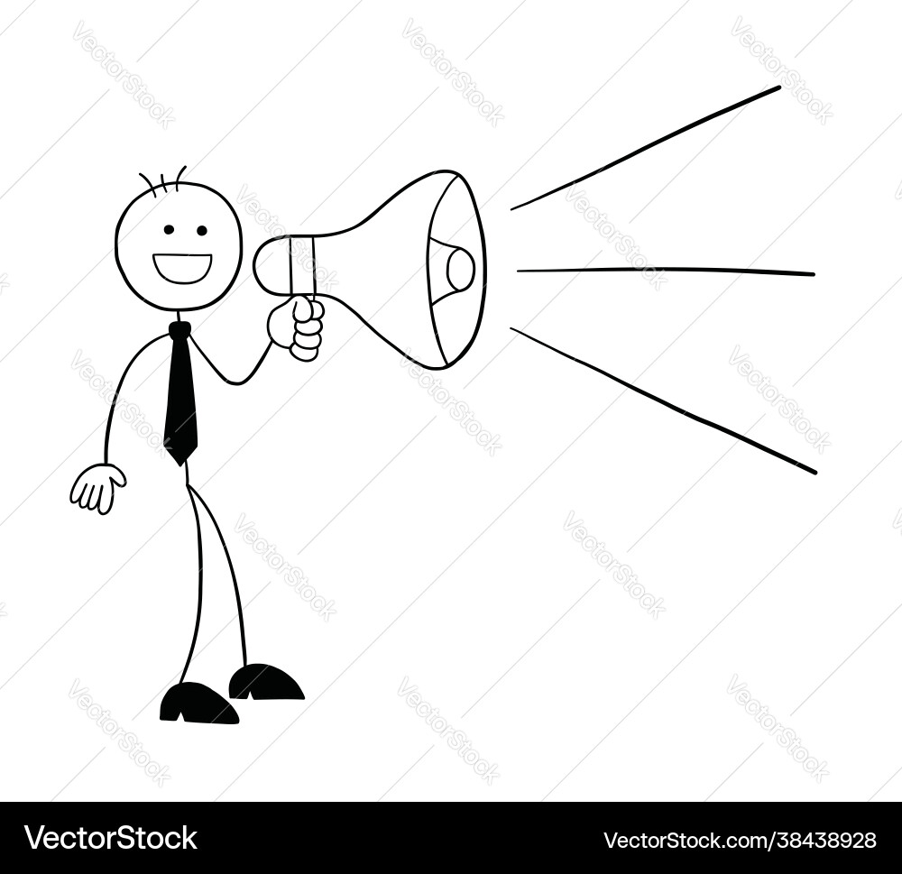 Stickman businessman character announcing using Vector Image