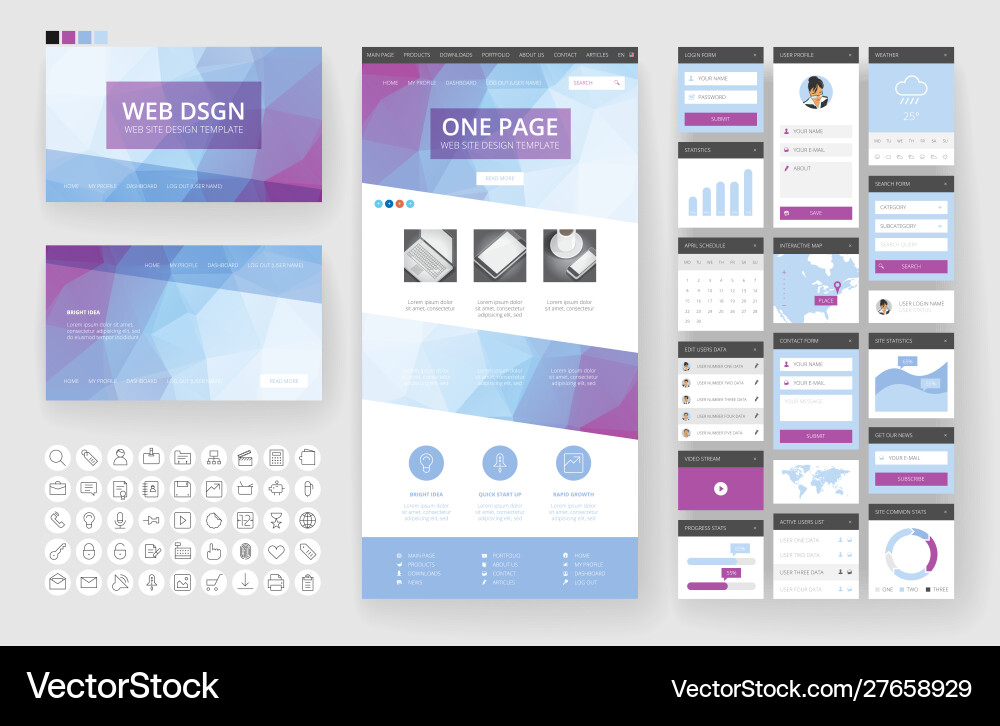 Abstrakte Website Header & UI Elemente Vektorbild
