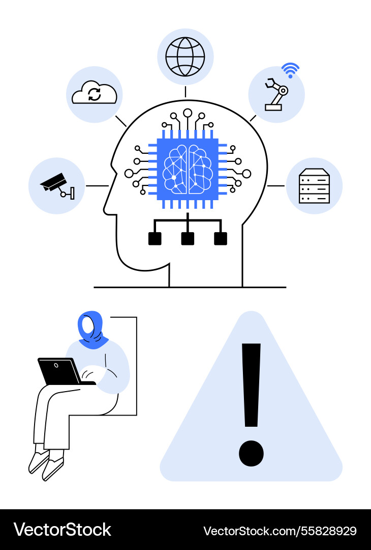 Artificial intelligence and data integration Artificial intelligence and data integration vector image