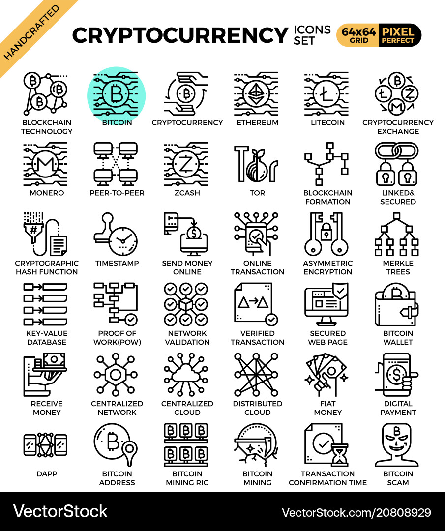 Blockchain & Cryptocurrency Icons – Royalty-Free Vector | VectorStock
