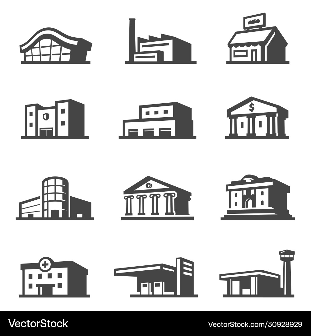 Building Icon Set - Architecture & Urban vector image