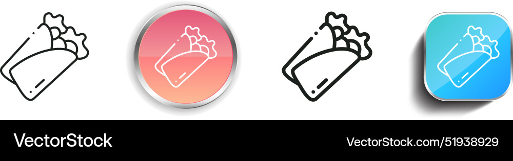 Burritos icon thin linear regular and button Burritos icon thin linear regular and button vector image