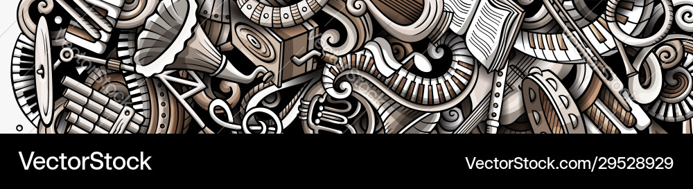 Classic music hand drawn doodle banner cartoon Classic music hand drawn doodle banner cartoon vector image