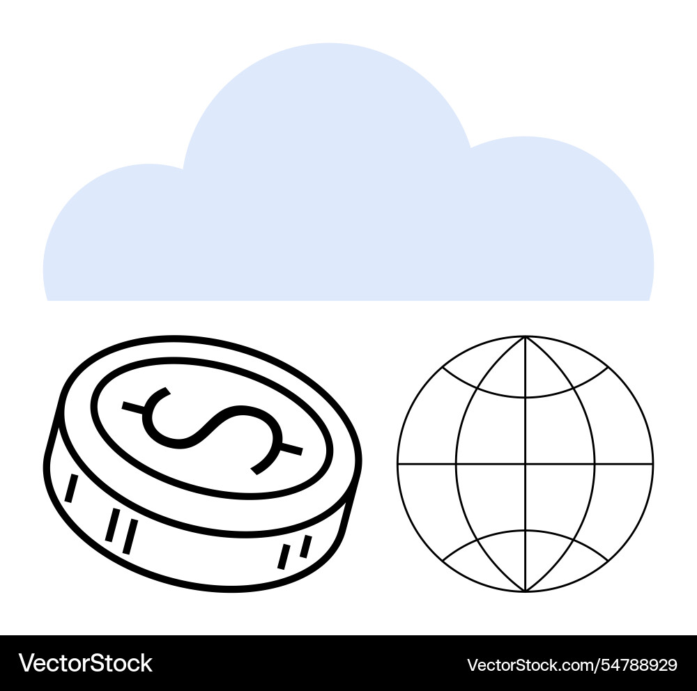 Cloud computing with global currency transfer Cloud computing with global currency transfer vector image