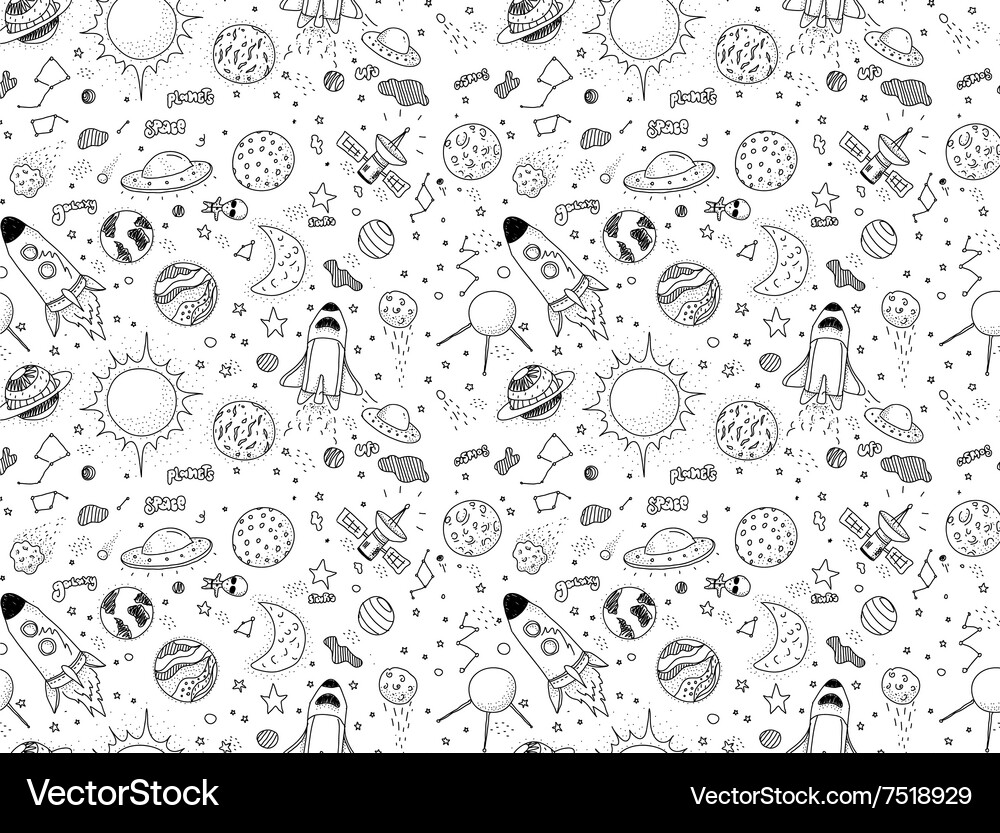 Cosmic Pattern - Space Objects Vector Image