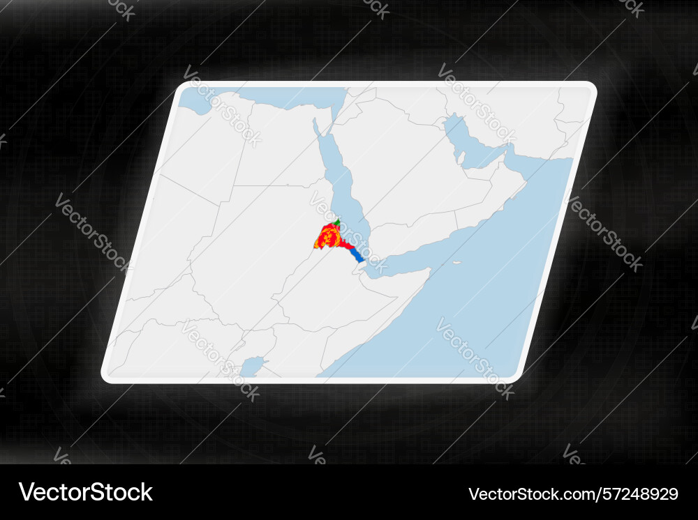 Eritrea highlighted in flag colors on geographic Eritrea highlighted in flag colors on geographic vector image