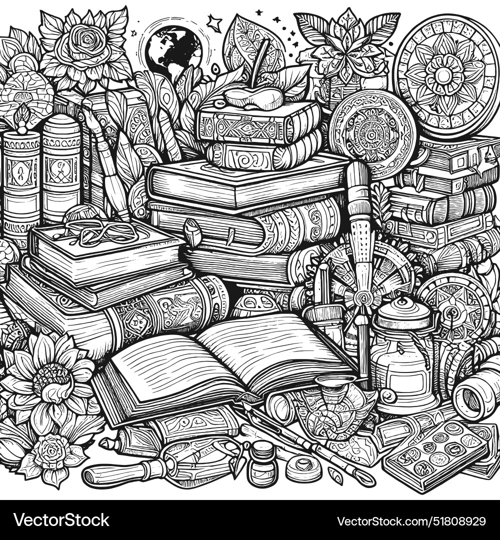 Large set of library and office items generative Vector Image