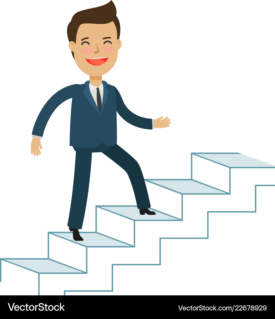 Man is climbing career ladder business concept Vector Image