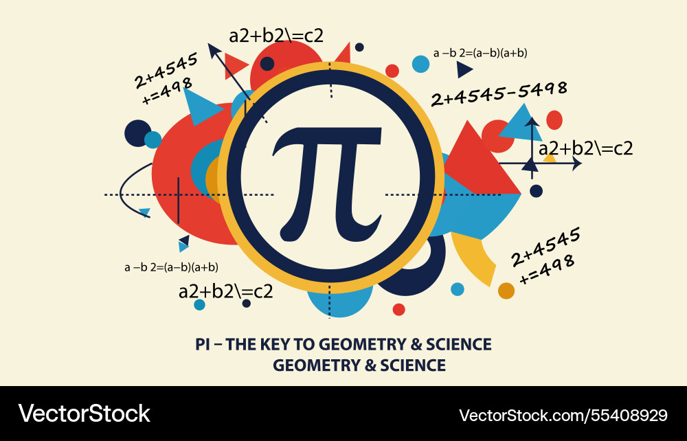 Pi the link between geometry and science Vector Image