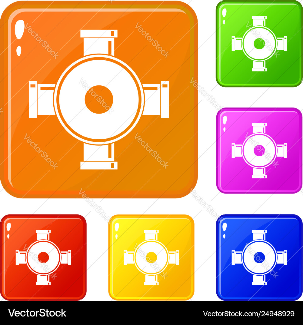 Pipe fitting icons set color Pipe fitting icons set color vector image