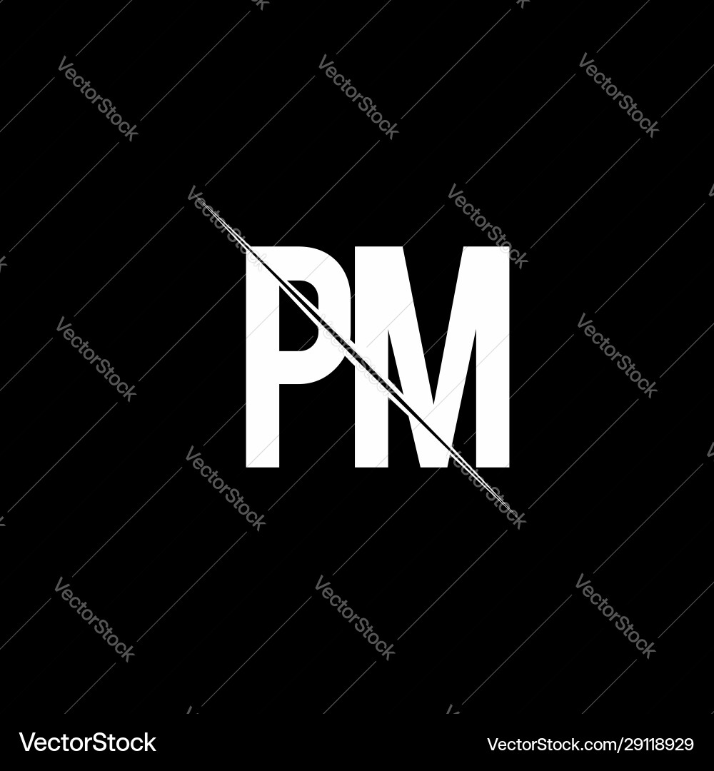 Pm logo monogram with slash style design template Pm logo monogram with slash style design template vector image
