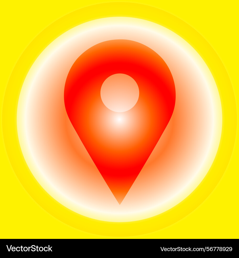 Red map pointer icon - yellow background vector image