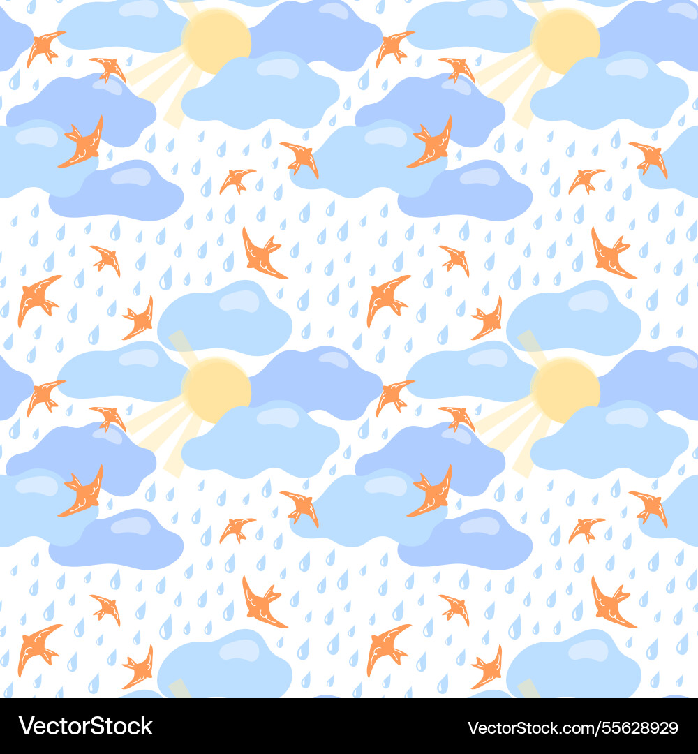 Seamless pattern with clouds and spring Vector Image