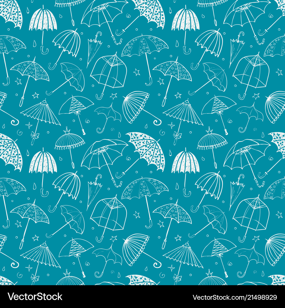 Seamless pattern with umbrellas on blue background Seamless pattern with umbrellas on blue background vector image