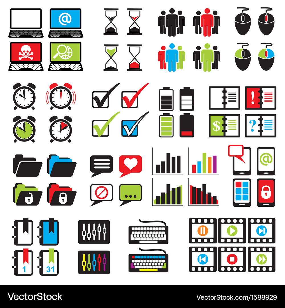 Set web computer icons Vector Image