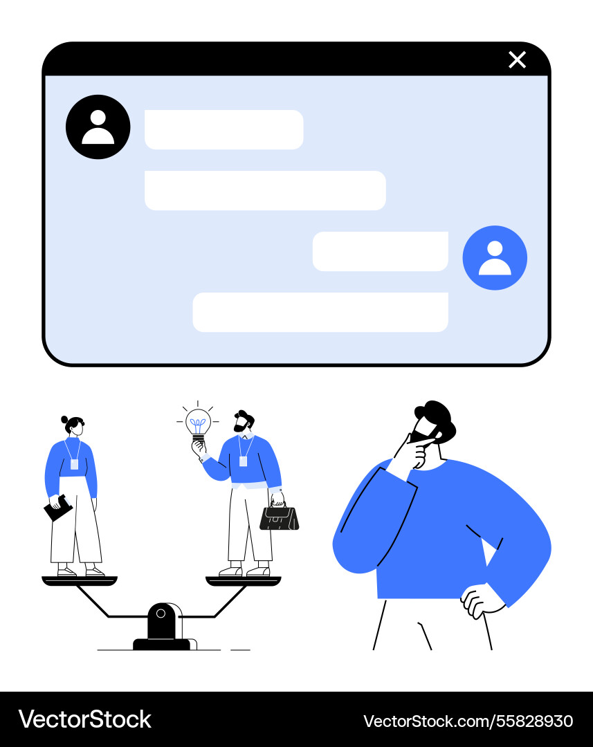Decision-making concept with chat interface Decision-making concept with chat interface vector image