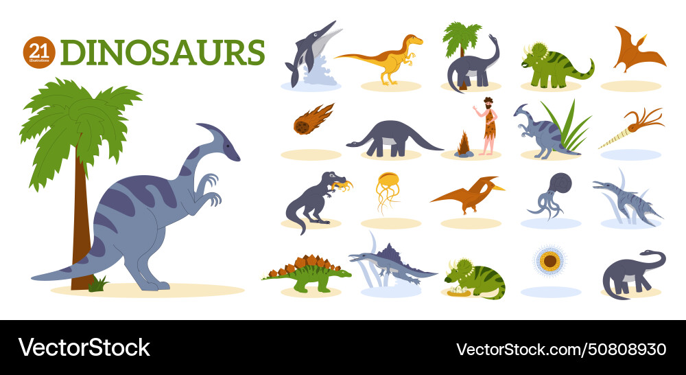 Dinosaur Flat Composition Royalty Free Vector Image