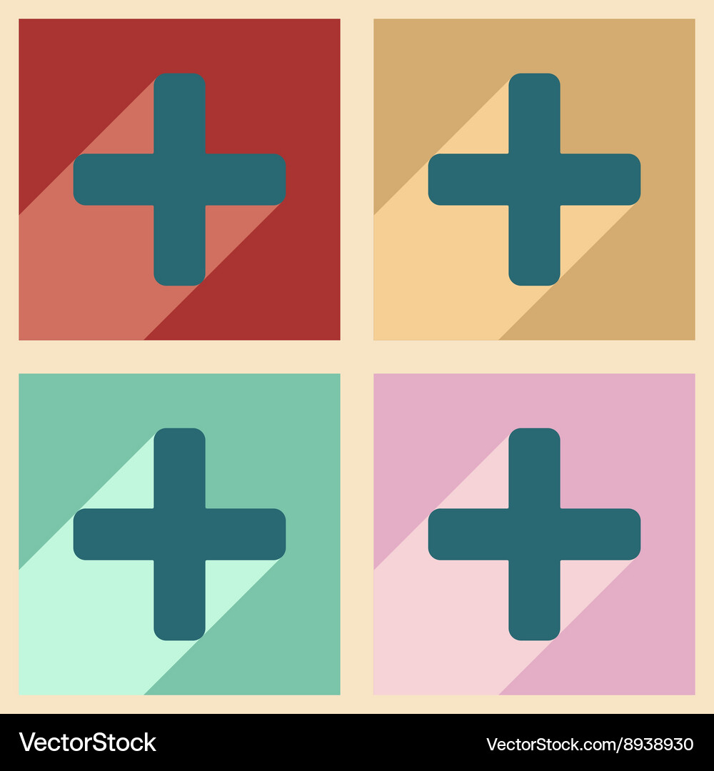 Flat with shadow icon and mobile application plus Vector Image