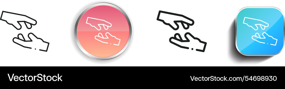 Helping hand icon thin linear regular and button vector image
