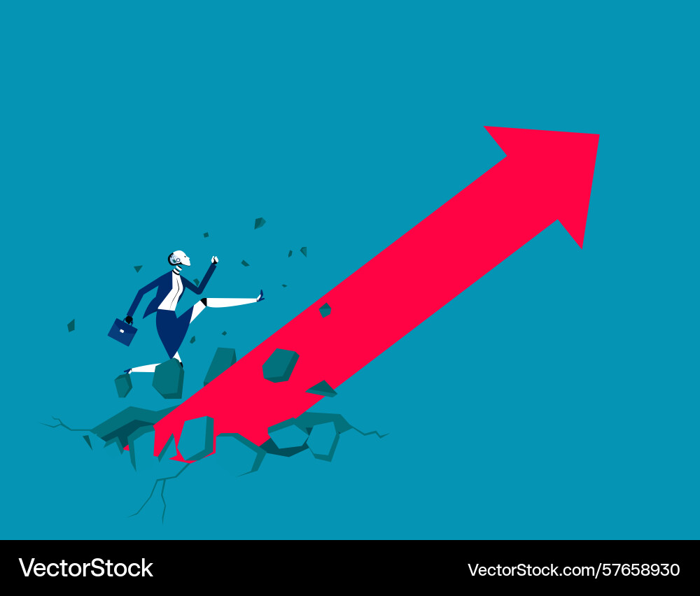 Robot with growing arrow business artificial Robot with growing arrow business artificial Vector Image