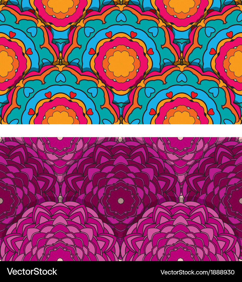 Seamless patterns with round ornaments Vector Image
