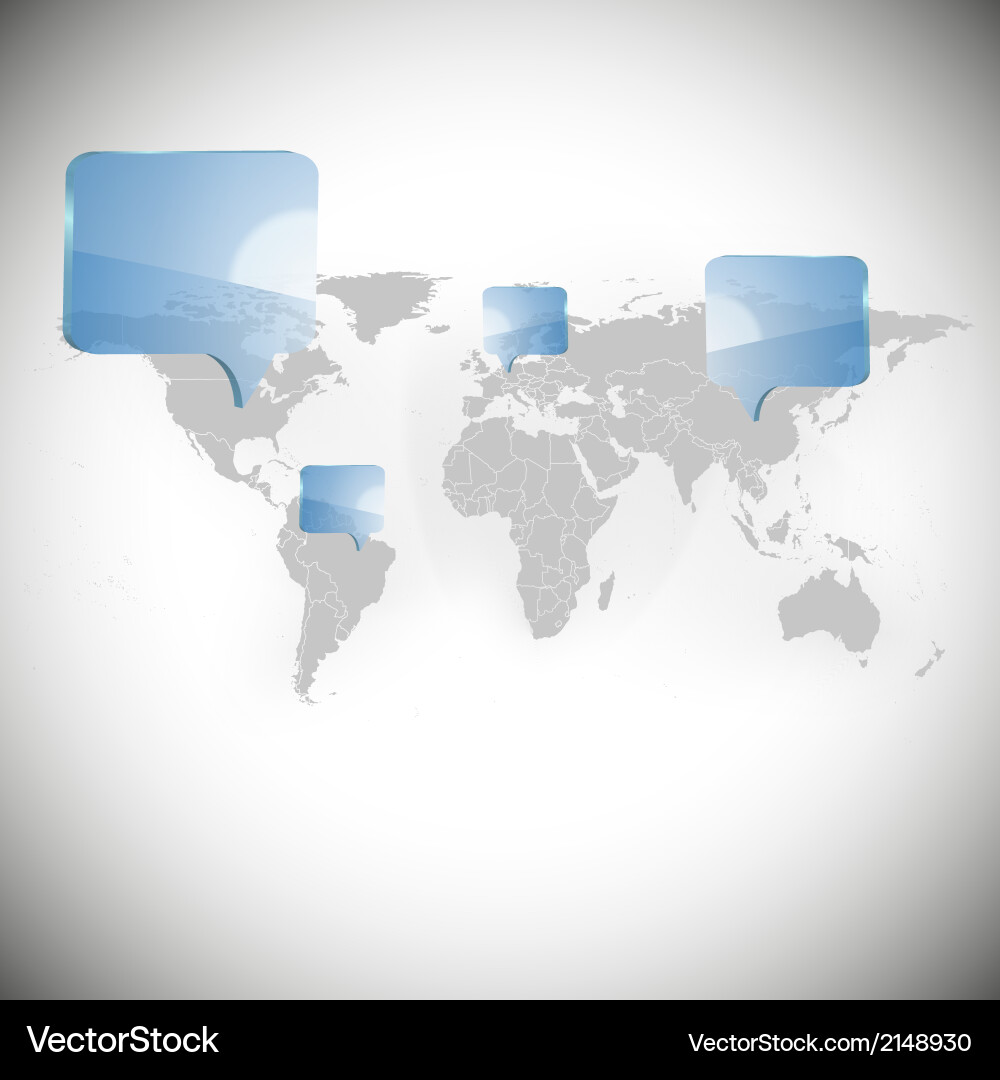 World map with dialog boxes background vector image