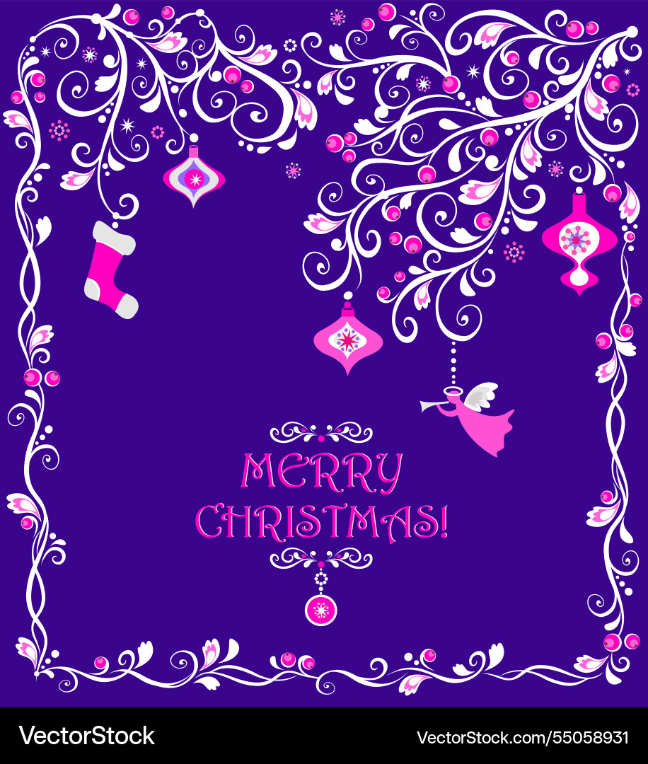 Beautiful violet craft christmas card Beautiful violet craft christmas card Vector Image