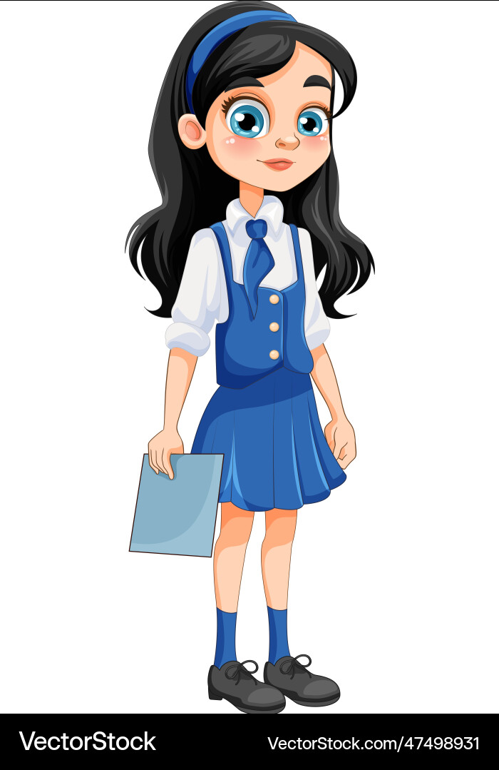 Cute girl student cartoon character in school vector image