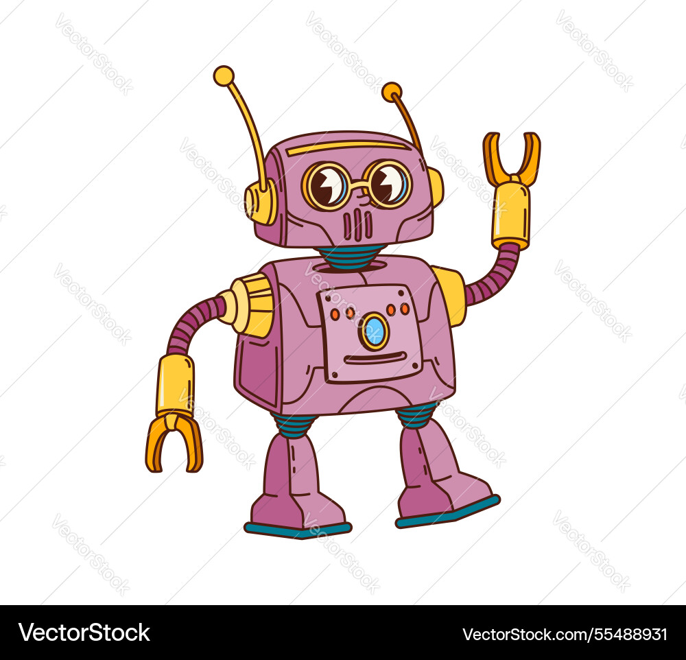 Groovy retro robot cartoon character transformer Groovy retro robot cartoon character transformer vector image