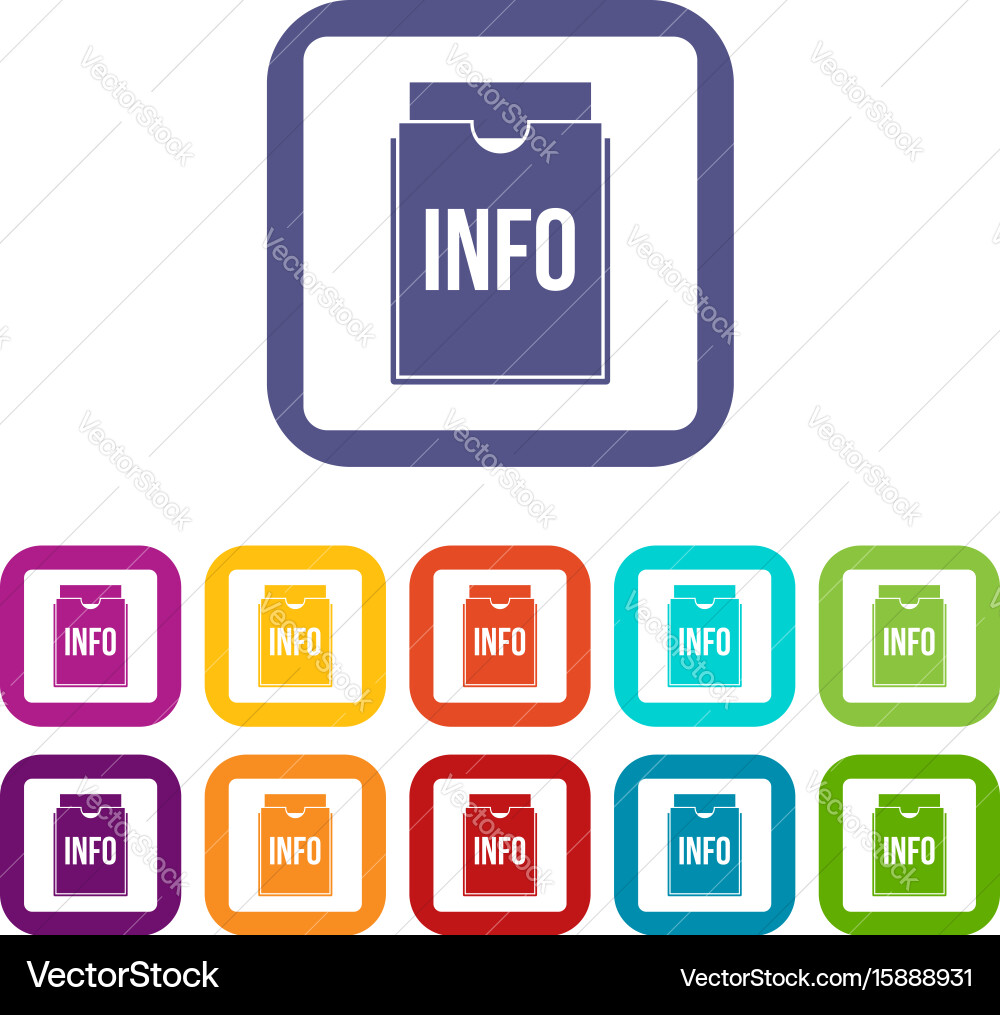 Info folder icons set flat vector image