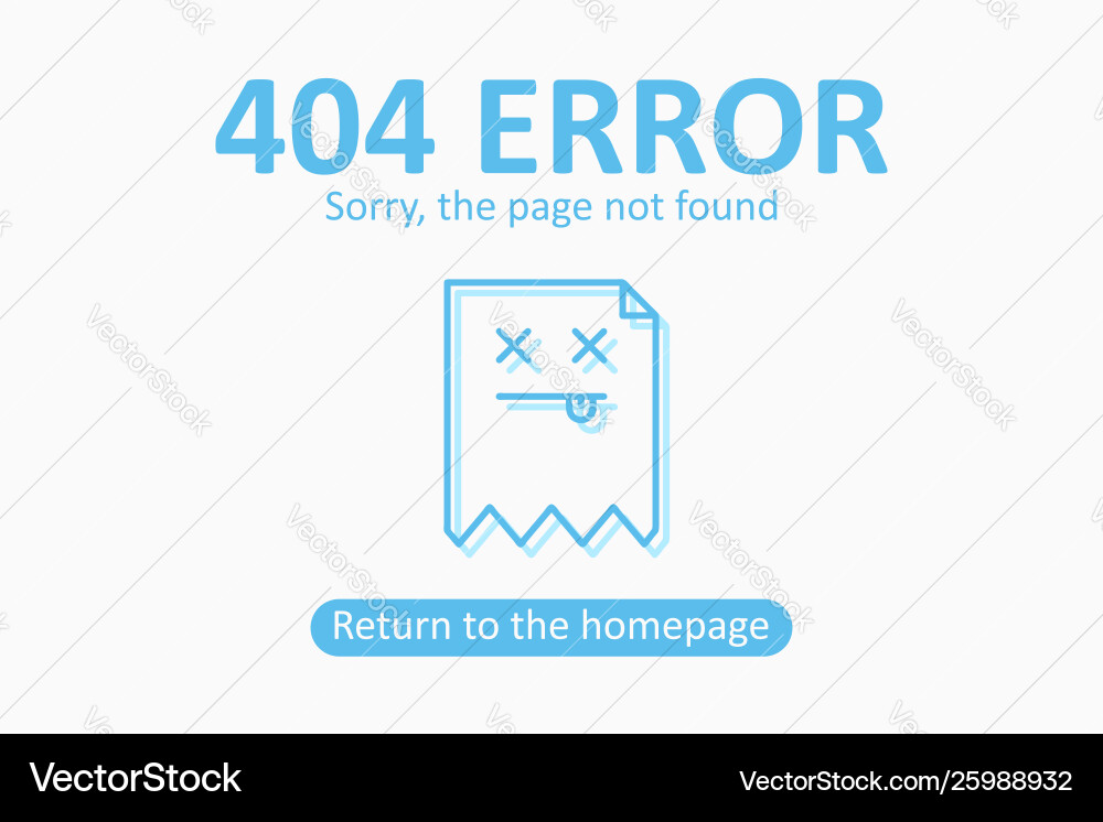 404 error page not found template with dead file vector image