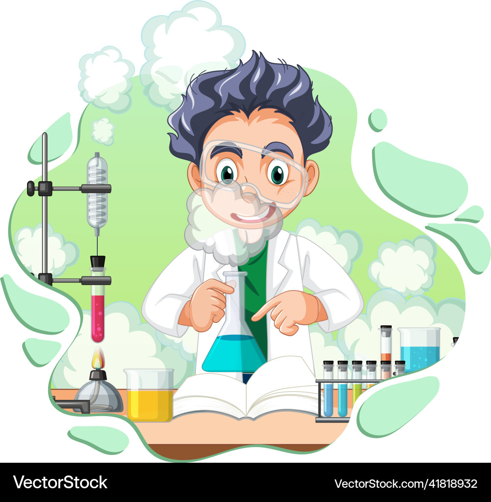 A scientist experiment in the lab on white A scientist experiment in the lab on white vector image