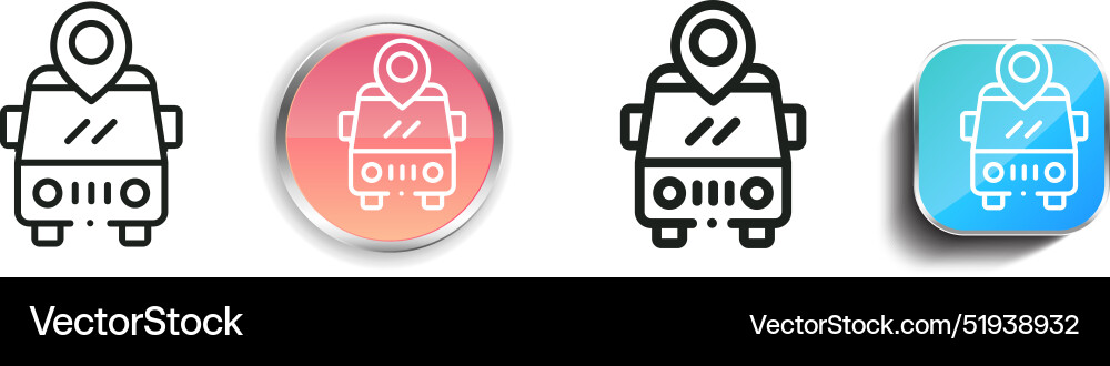 Bus icon thin linear regular and button style Bus icon thin linear regular and button style vector image