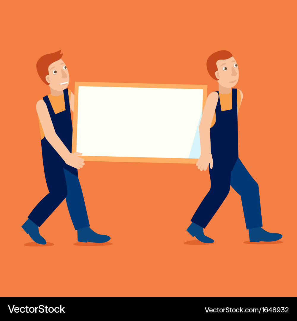 Characters holding empty frame with copy space vector image