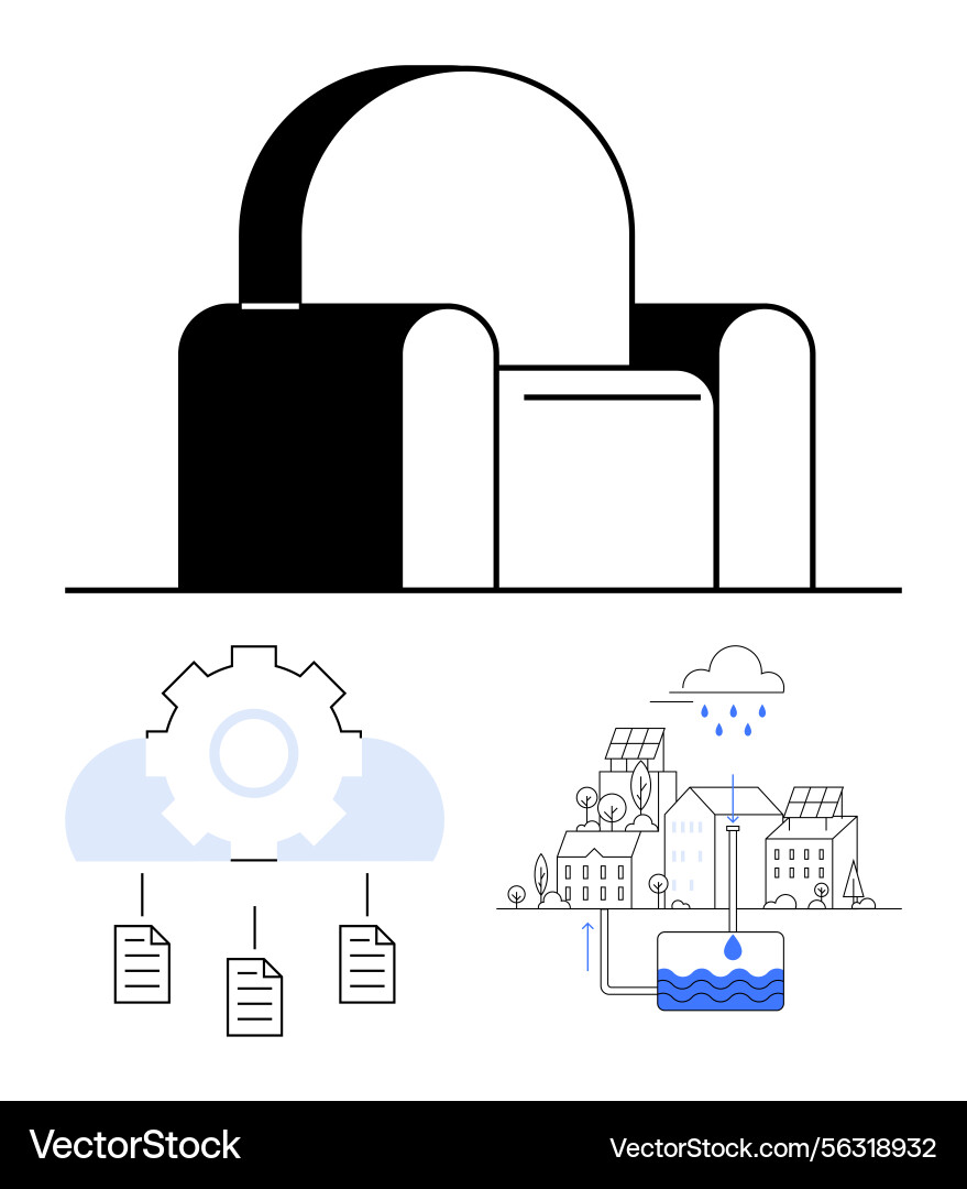 Cloud Security & Data Processing System Vector Image