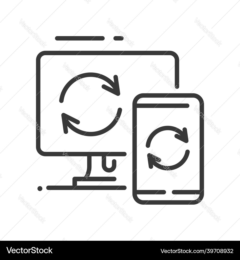 Data sync - line design single isolated Data sync - line design single isolated Vector Image