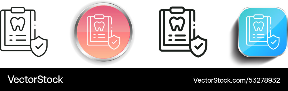 Dental record icon thin linear regular and button Dental record icon thin linear regular and button vector image
