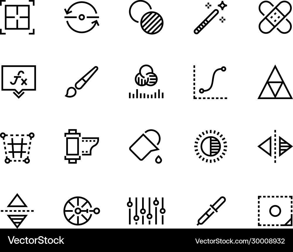 Image editing line icons crop flip and rotation Image editing line icons crop flip and rotation vector image