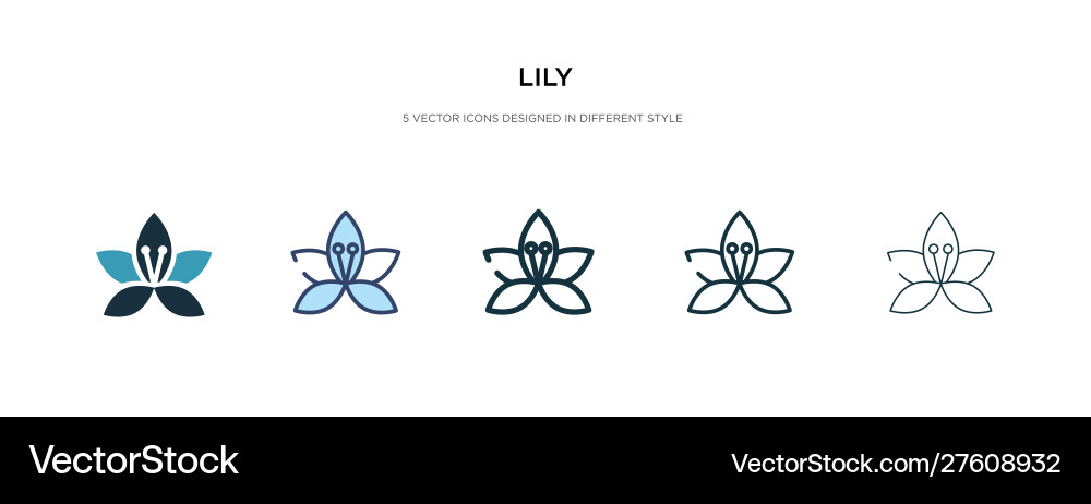 Lily icon in different style two colored vector image
