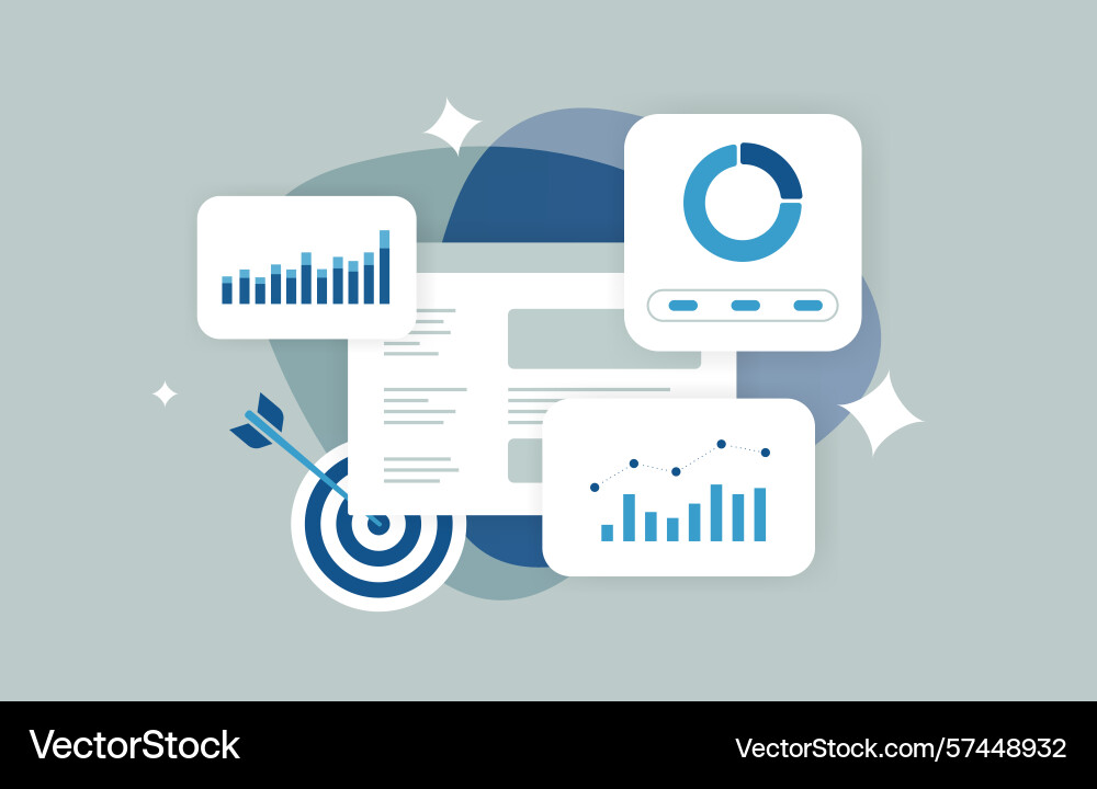 Marketing analytics dashboard with performance Marketing analytics dashboard with performance vector image