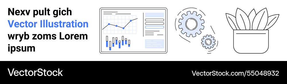 Productivity dashboard with data analytics gears Productivity dashboard with data analytics gears vector image