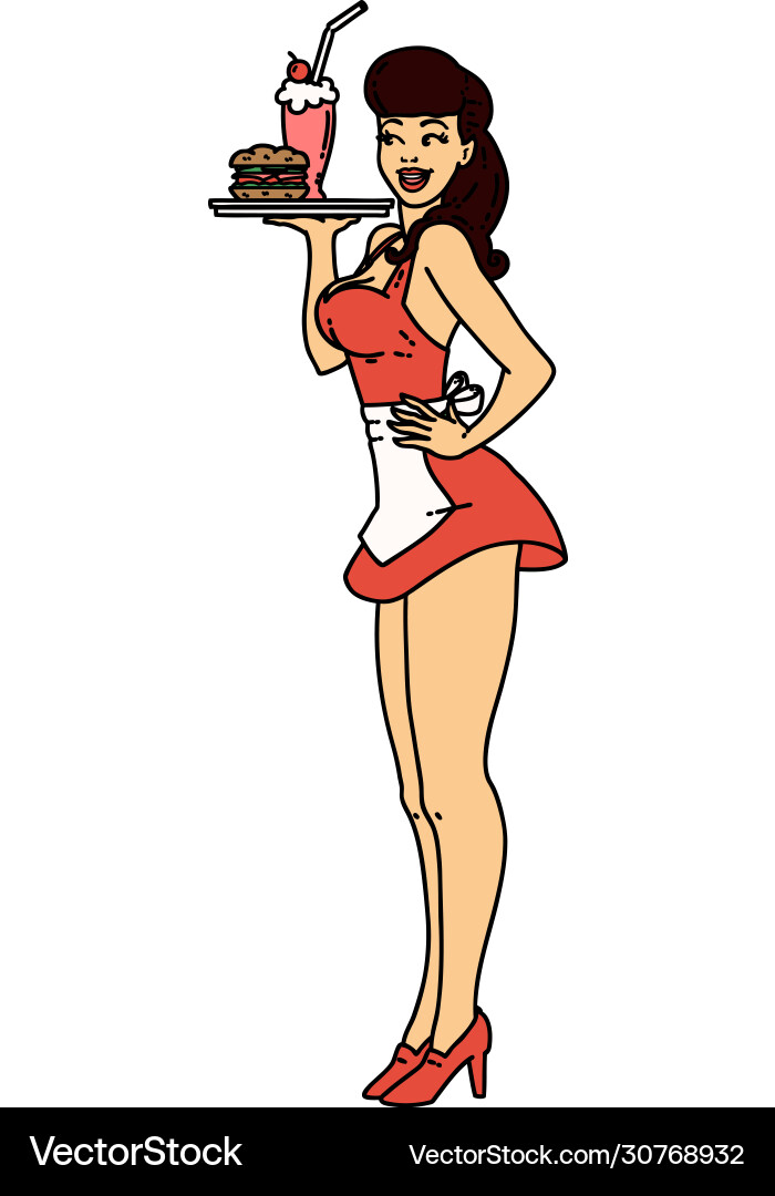 Retro Pinup Waitress vector image