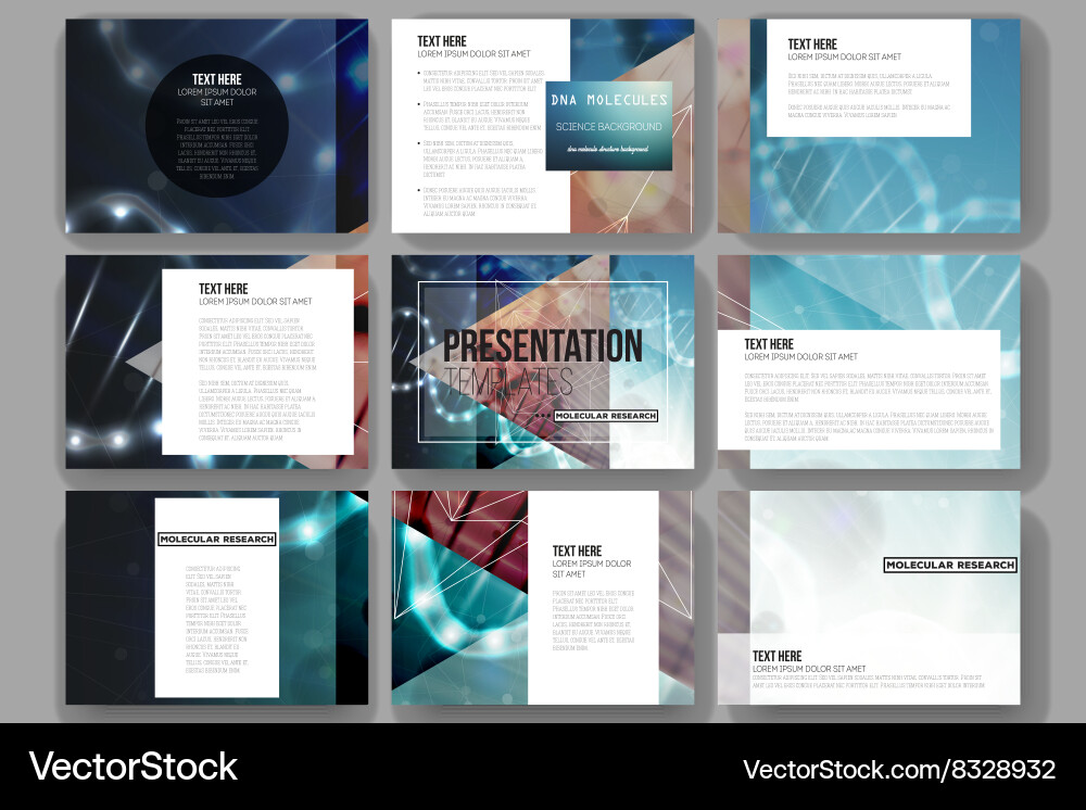 Set of 9 templates for presentation slides vector image